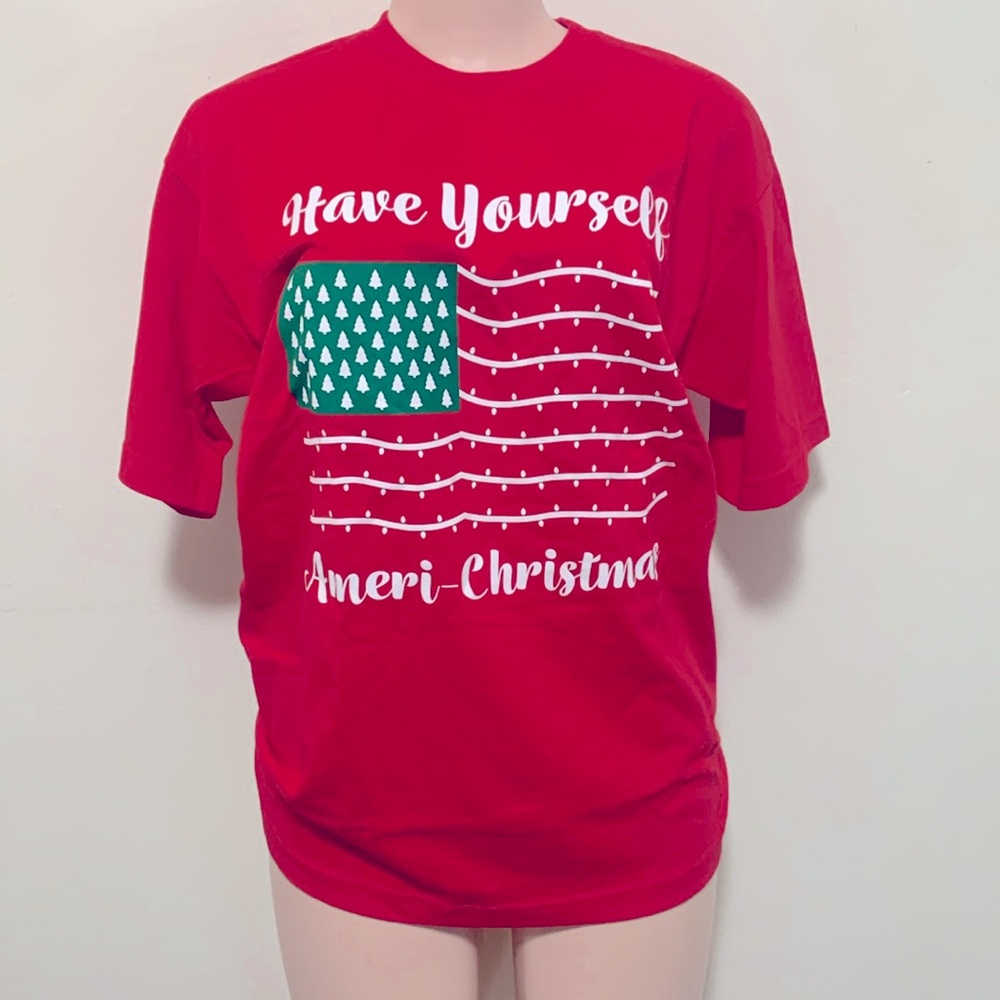 Bayside The Fine American Christmas woman shirt size MEDIUM made in America